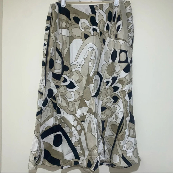 Womens Kate Hill Vintage Y2K Aztec Floral print Silk and Linen Midi Skirt S: 10 - Picture 5 of 14